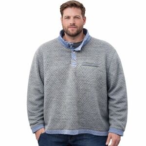 RailRiders LOA Quilted Pullover Sweater Gray Button Henley Pocket Size XXL